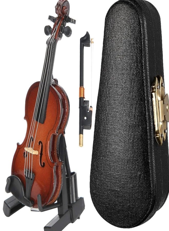 Kodrily Basswood Mini Violin, Miniature Violin with Case and Base, Small Violin Joke, Portable Miniature Musical Instruments with Pull String, Model No Sound Violin for Home Decor - Image 1